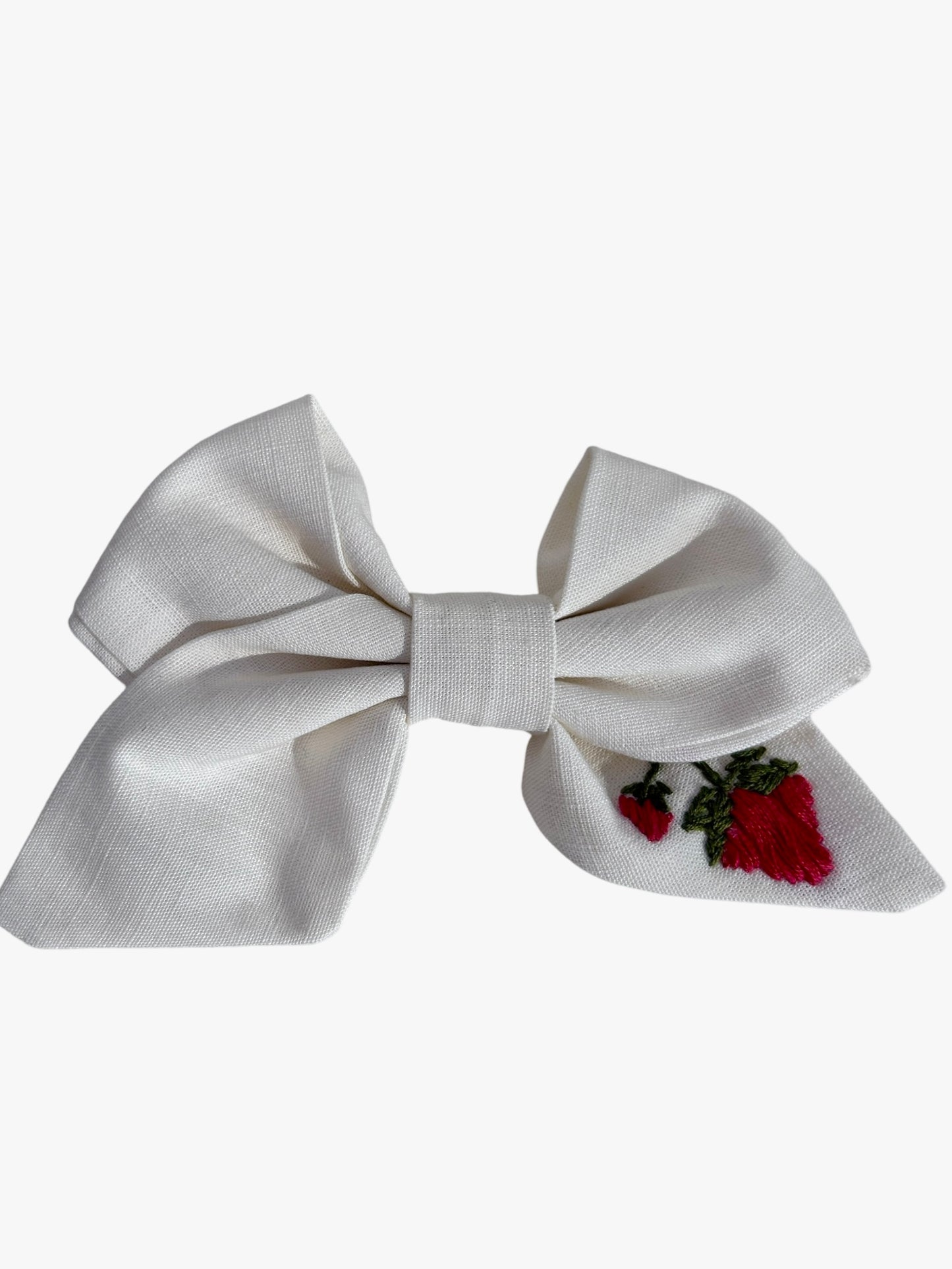 EMBROIDERED BOW BARRETTE