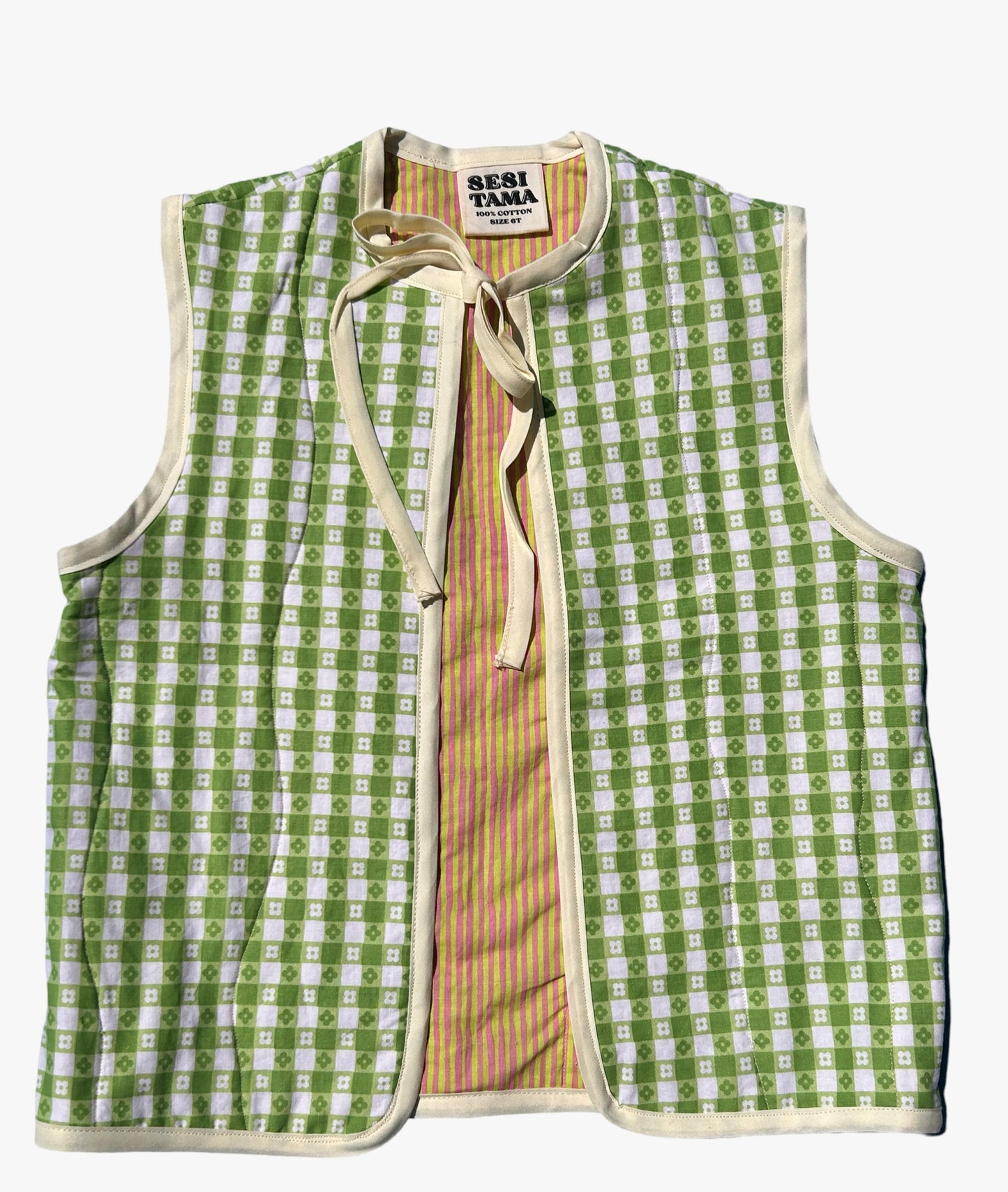 PLAY VEST GREEN GINGHAM