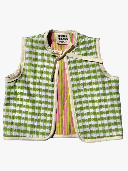 PLAY VEST GREEN GINGHAM